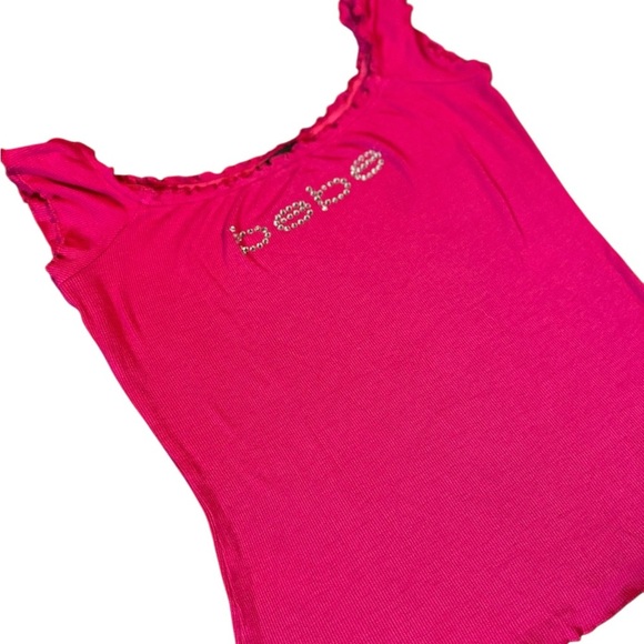 Bebe Y2K Fuchsia Ruffled Tank Top - Picture 3 of 5
